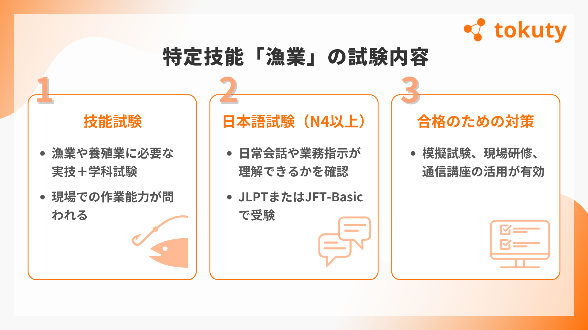 特定技能「漁業」の試験内容の画像