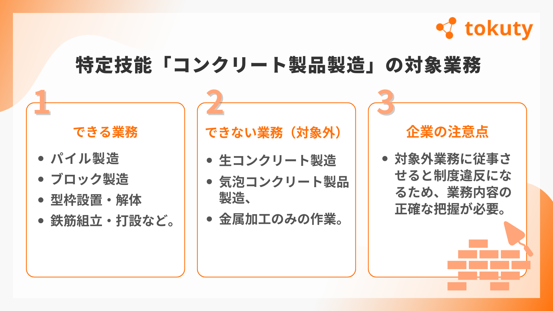 特定技能「コンクリート製品製造」の対象業務の画像