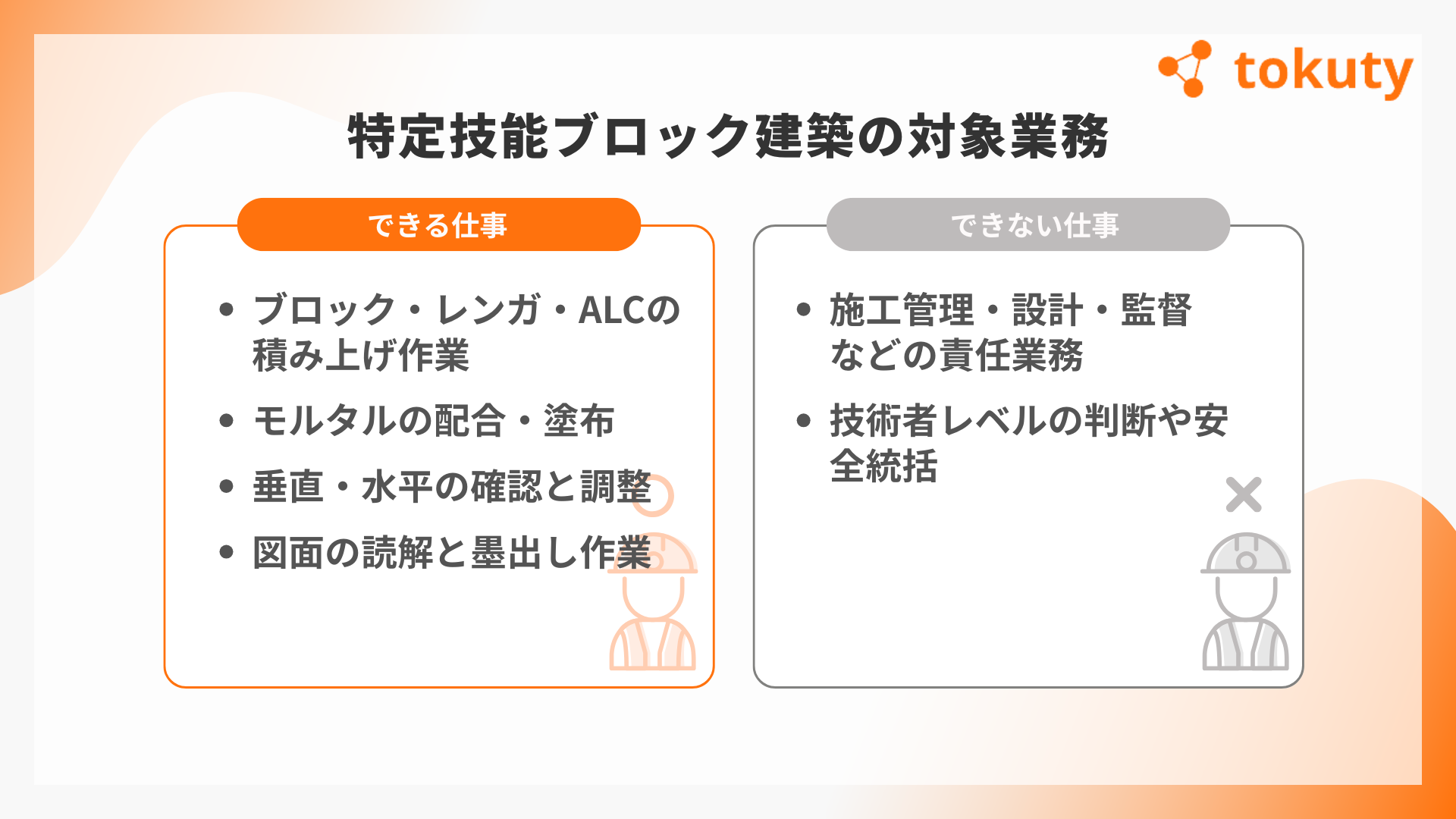 特定技能ブロック建築の対象業務の画像