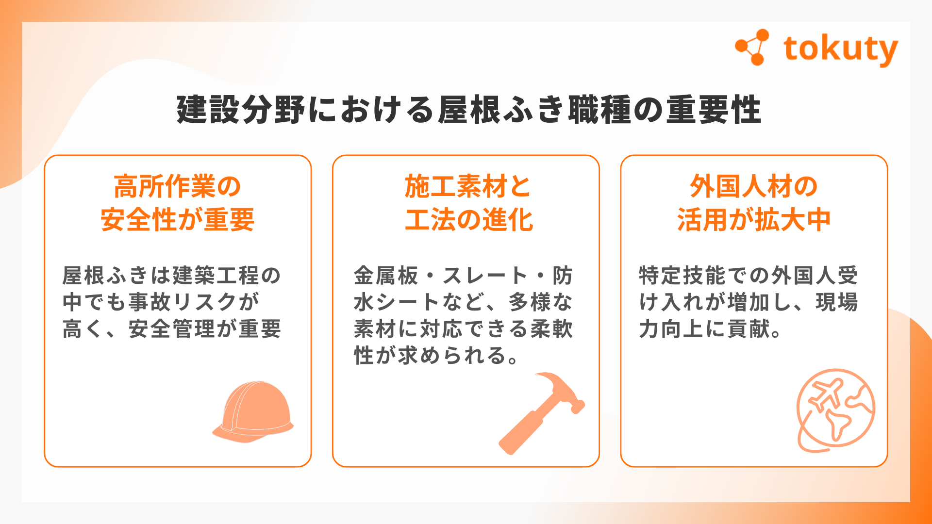 建設分野における屋根ふき職種の重要性の画像