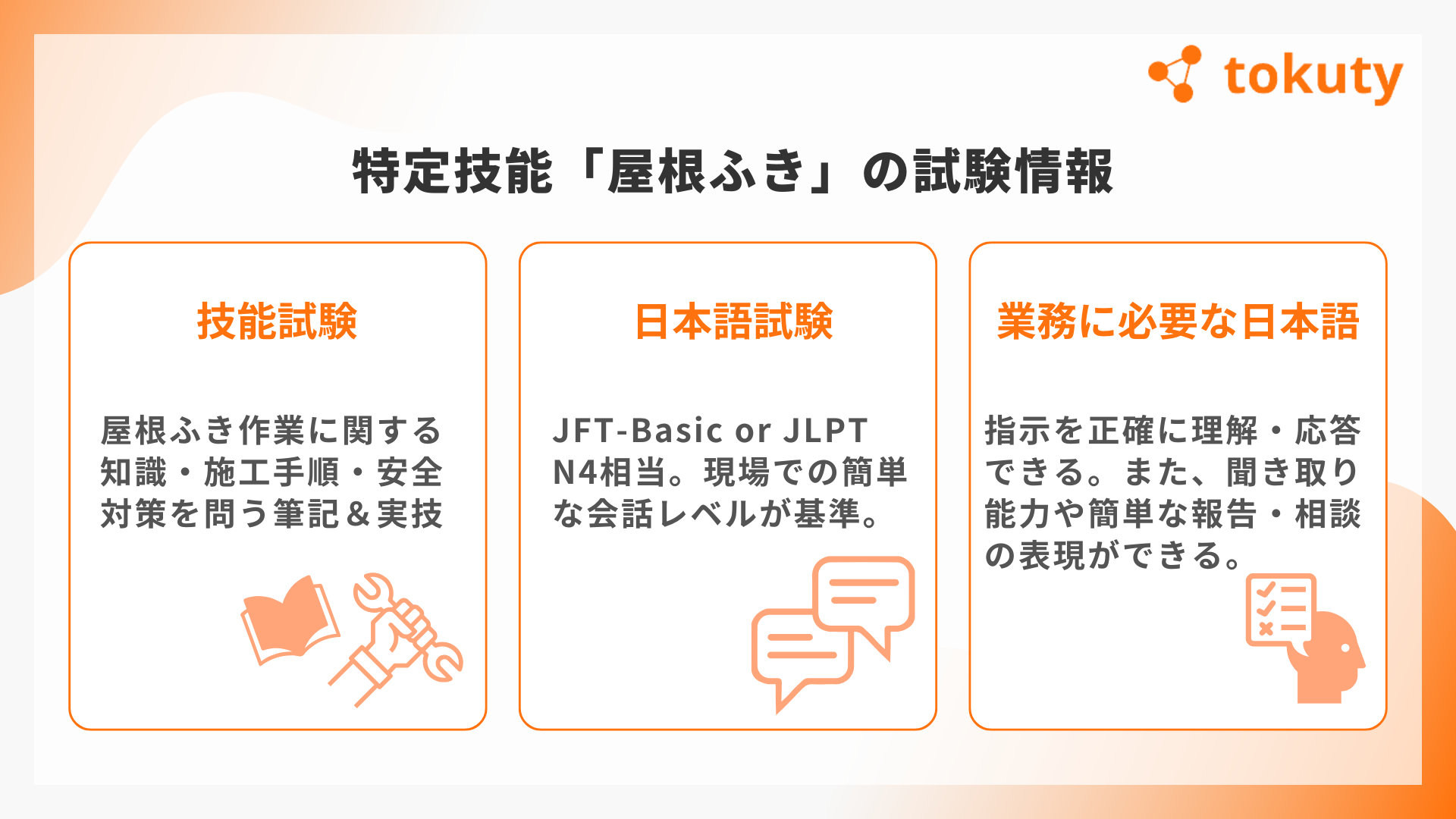 特定技能「屋根ふき」の試験情報の画像