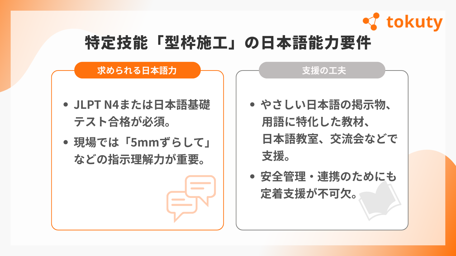 特定技能「型枠施工」の日本語能力要件の画像
