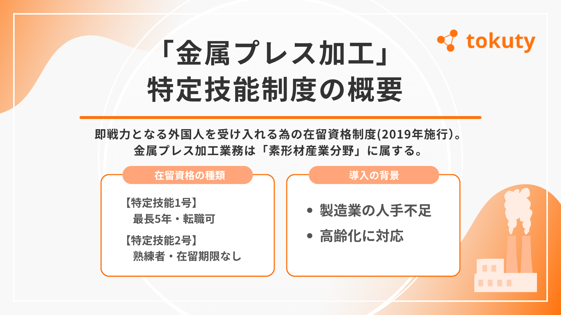 金属プレス加工特定技能制度の概要の画像