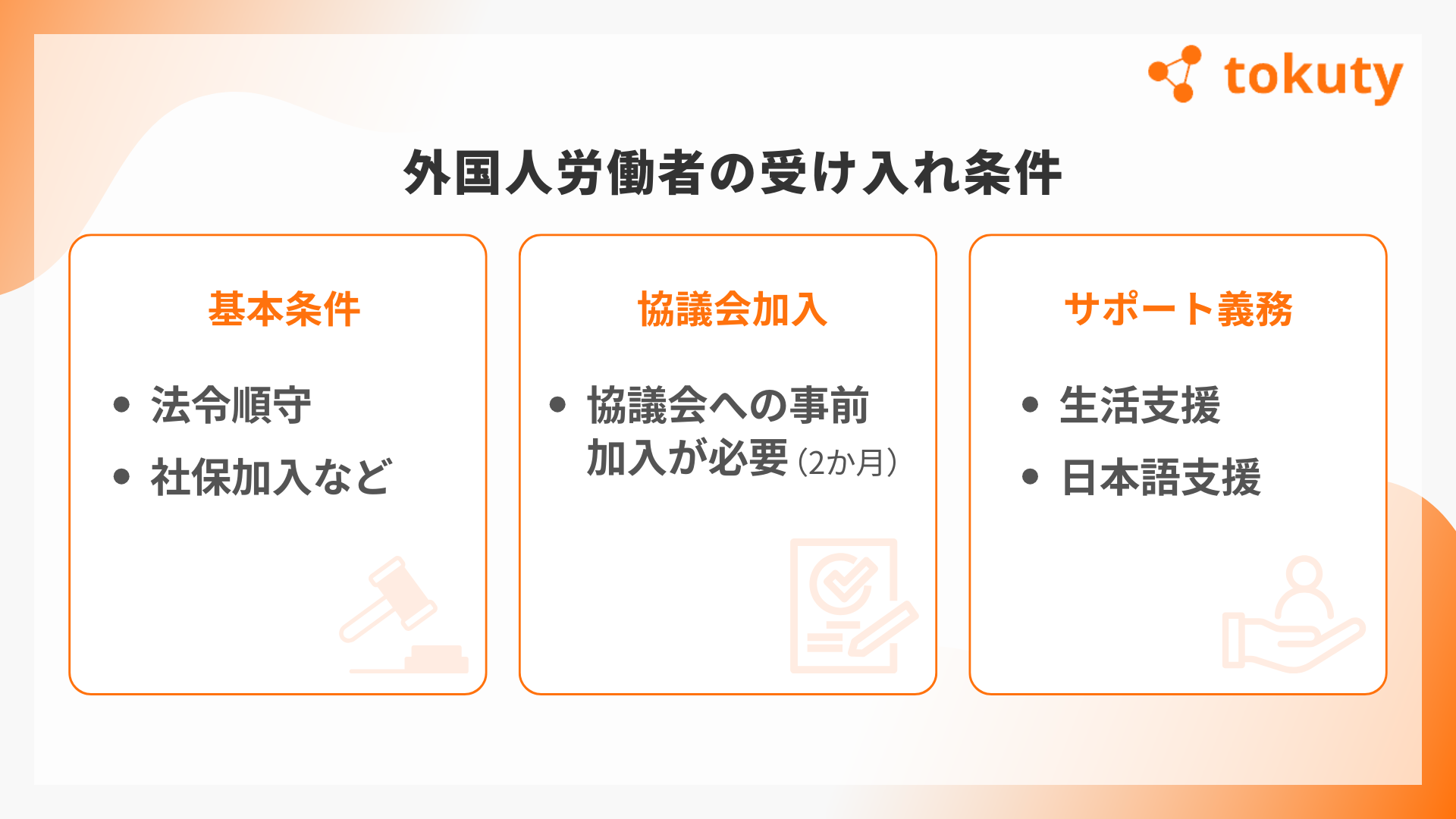 外国人労働者の受け入れ条件の画像