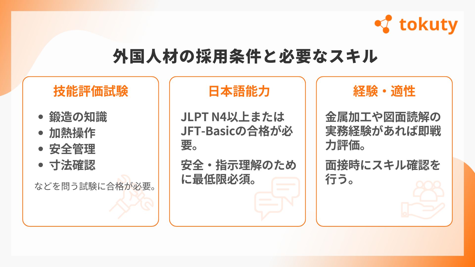外国人材の採用条件と必要なスキルの画像