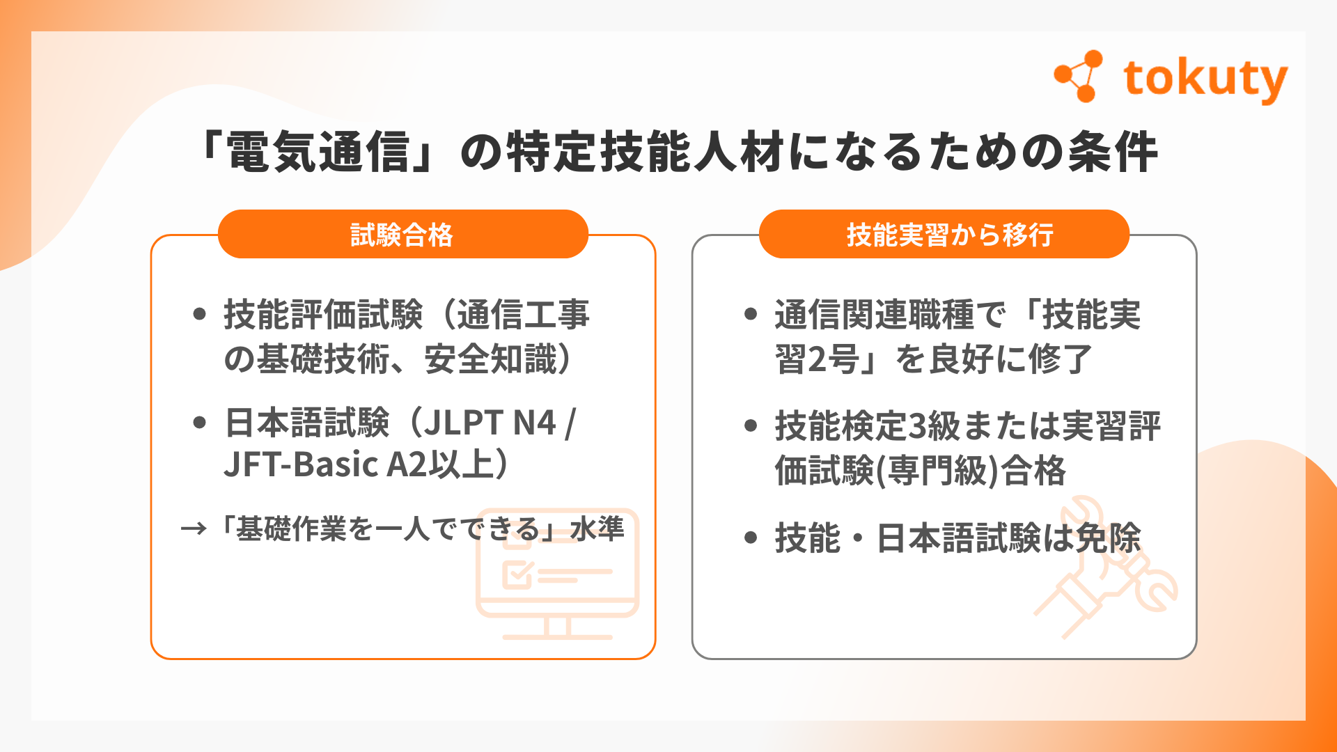 「電気通信」の特定技能人材になるための条件の画像