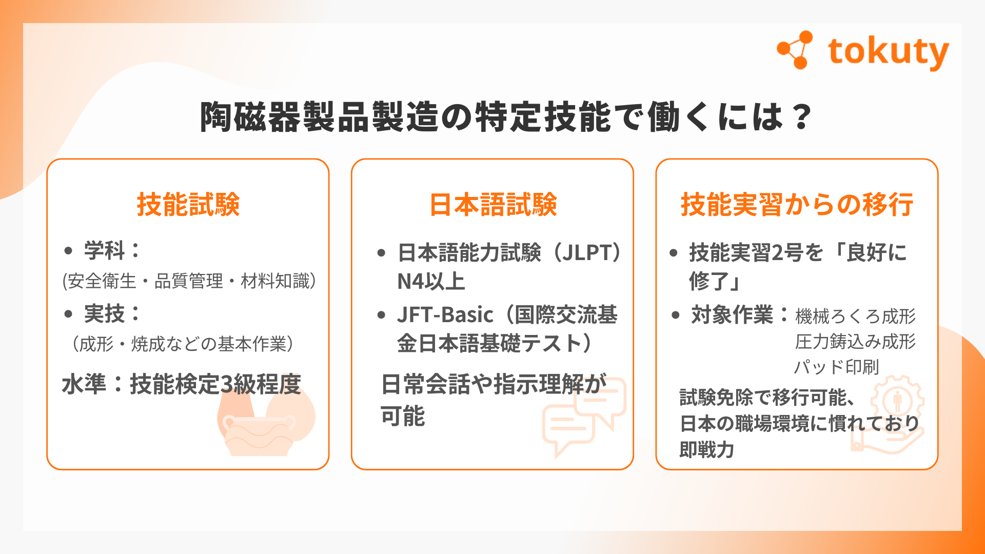 陶磁器製品製造の特定技能で働くには?の画像